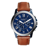 FOSSIL FS5151 Brown Silver Dial Blue Leather Strap